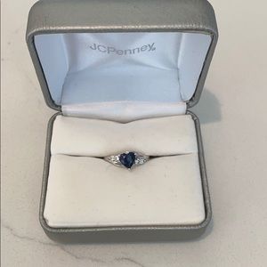 Blue Sapphire and White Topaz Heart-Shaped Ring